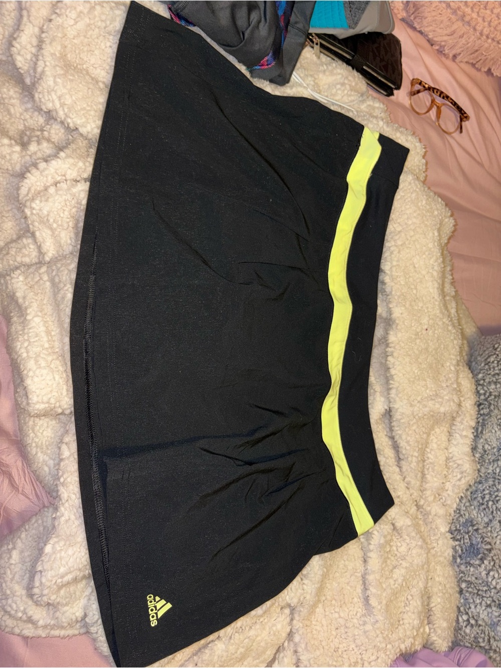 adidas Black Skort with Neon Yellow Waistband